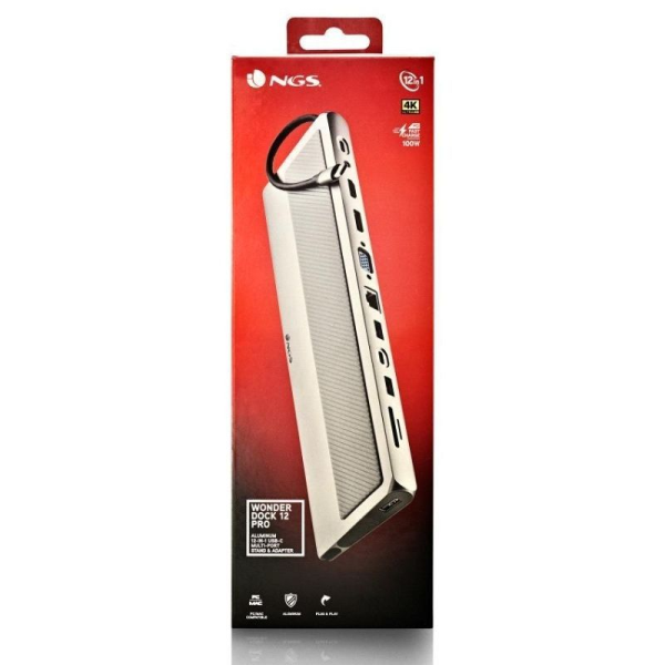 Docking USB Tipo-C NGS WonderDock 12 Pro/ 3xUSB/ 2xHDMI/ 1xVGA/ 1xRJ45/ 1xLector de Tarjetas/ 1xJack 3.5/ 1xUSB Tipo-C PD/ Gris