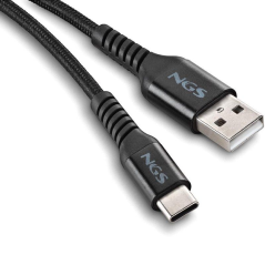 Cable USB 2.0 NGS KNOT-AC/ USB Macho - USB Tipo-C Macho/ Hasta 12W/ 480Mbps/ 1m/ Negro