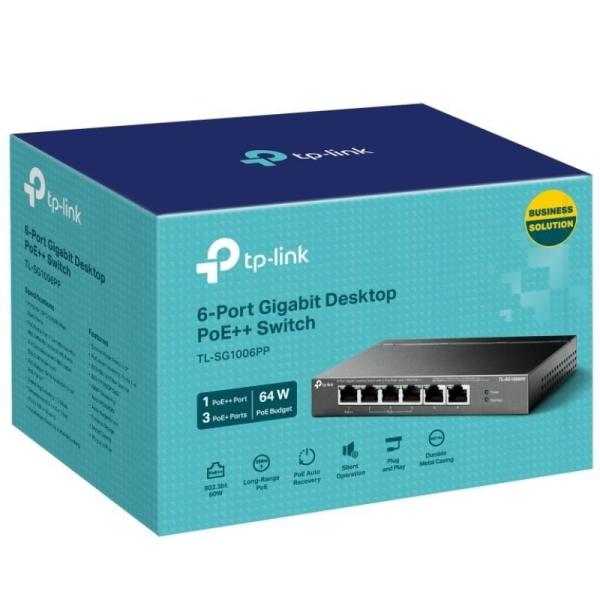 Switch TP-Link TL-SG1006PP 6 Puertos/ RJ-45 10/100/1000/ PoE++