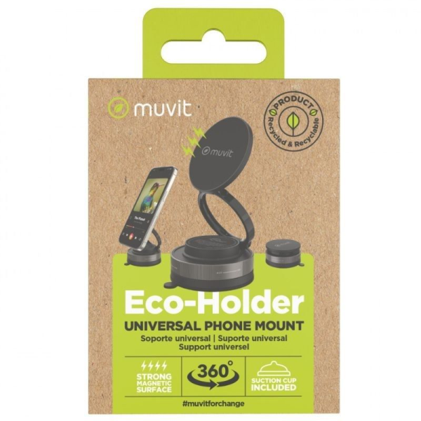 Soporte de Smartphone para Coche Muvit For Change MCCHL0035/ Negro