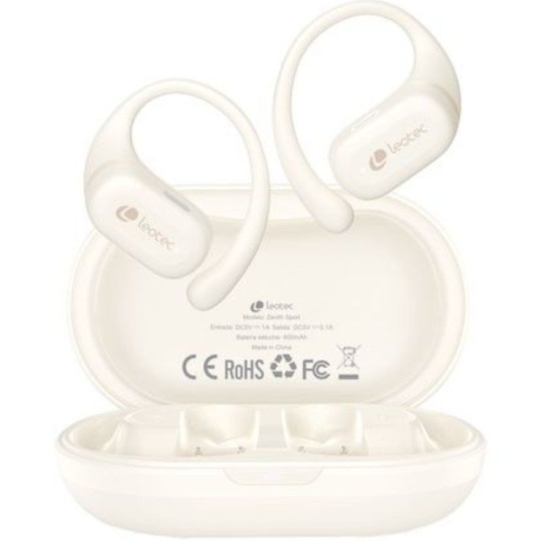 Auriculares Deportivos Bluetooth Leotec Open Air Zenith Sport con estuche de carga/ Autonomía 6.5h/ Beige