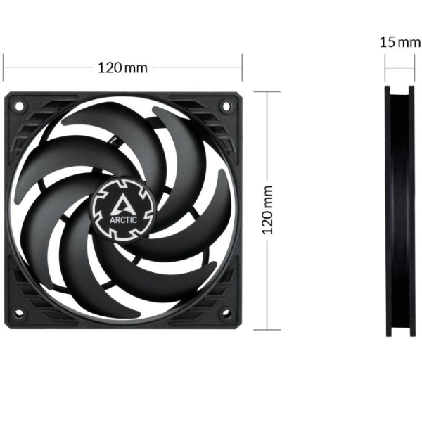Ventilador Arctic P12 Slim PWM PST/ 12cm/ Negro