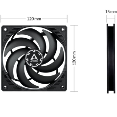 Ventilador Arctic P12 Slim PWM PST/ 12cm/ Negro