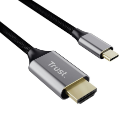 Cable Conversor HDMI 4K Trust CALYX/ USB Tipo-C Macho - HDMI Macho/ 2m/ Gris