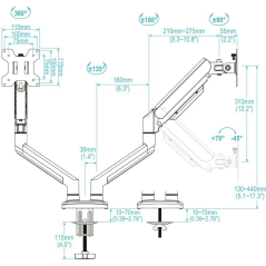 Soporte de Mesa para 2 Monitores TooQ DB1434TNR-W/ Giratorio/ Inclinable/ hasta 10kg