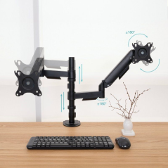 Soporte de Mesa para 2 Monitores TooQ DB1533TNR-B/ Giratorio/ Inclinable/ hasta 9kg