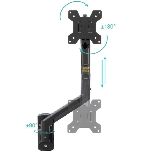 Soporte de Pared para Monitor TooQ LP1334TNR-B/ Giratorio/ Inclinable/ Rotatorio/ hasta 10kg
