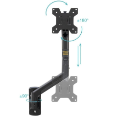 Soporte de Pared para Monitor TooQ LP1334TNR-B/ Giratorio/ Inclinable/ Rotatorio/ hasta 10kg