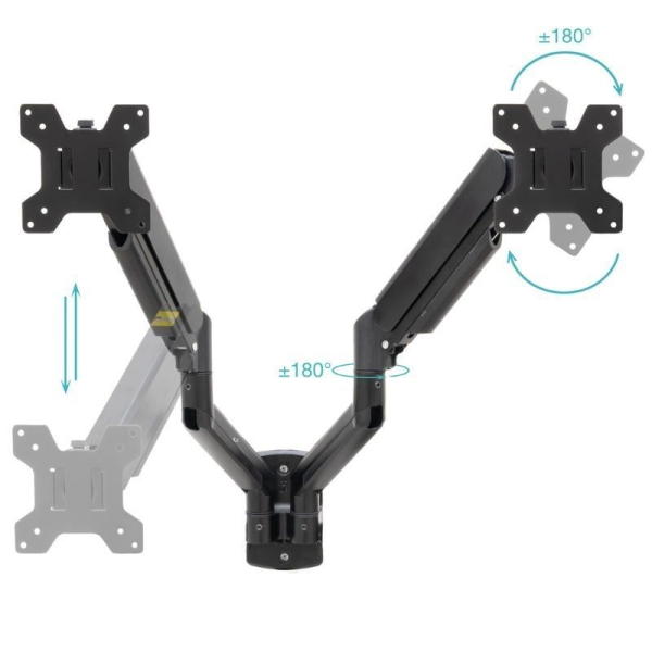 Soporte de Pared para 2 Monitores TooQ LP1434TNR-B/ Giratorio/ Inclinable/ Rotatorio/ hasta 10kg