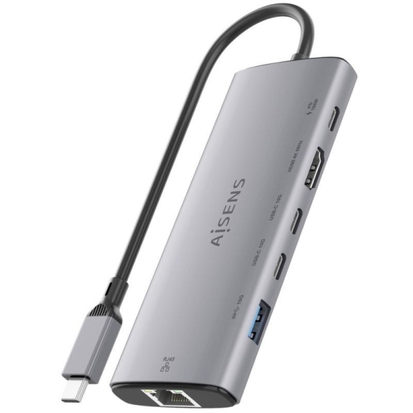 Docking USB Tipo-C Aisens ASUC-6P030-GR/ 1xHDMI/ 1xUSB/ 2xUSB Tipo-C/ 1xRJ45/ 1xUSB Tipo-C PD/ Gris