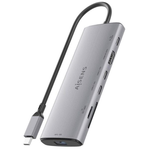 Docking USB Tipo-C Aisens ASUC-7P031-GR/ 1xHDMI/ 1xUSB/ 2xUSB Tipo-C/ 1xLector Tarjetas/ 1xUSB Tipo-C PD/ Gris
