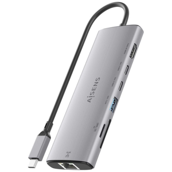 Docking USB Tipo-C Aisens ASUC-7P032-GR/ 1xHDMI/ 1xUSB/ 2xUSB Tipo-C/ 1xRJ45/ 1xLector Tarjetas/ Gris