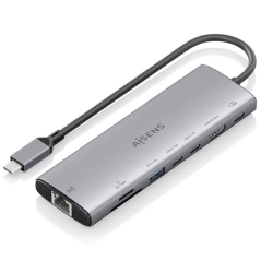 Docking USB Tipo-C Aisens ASUC-8P033-GR/ 1xHDMI/ 1xUSB/ 2xUSB Tipo-C/ 1xRJ45/ 1xLector Tarjetas/ 1xUSB Tipo-C PD/ Gris
