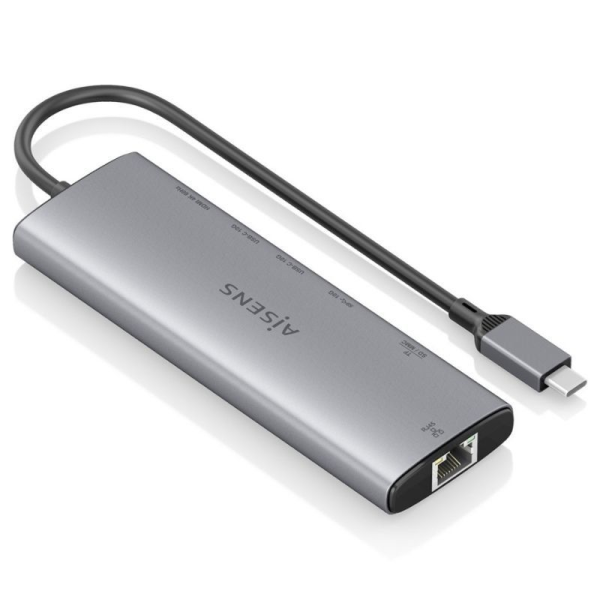 Docking USB Tipo-C Aisens ASUC-8P033-GR/ 1xHDMI/ 1xUSB/ 2xUSB Tipo-C/ 1xRJ45/ 1xLector Tarjetas/ 1xUSB Tipo-C PD/ Gris