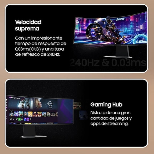 Monitor Gaming Ultrapanorámico Curvo Samsung Odyssey OLED G9 S49DG950SU 49'/ Dual QHD/ 1ms/ 240Hz/ OLED/ Regulable en altura/ Pl