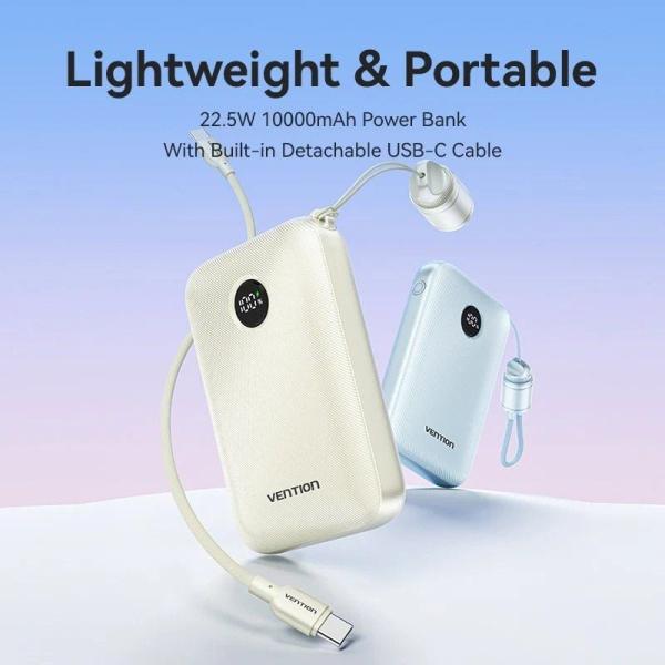 Powerbank 10000mAh Vention FKAB0-C/ 22.5W/ Negro
