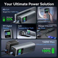 Powerbank 27000mAh Vention FKEH0/ 140W/ Gris