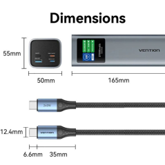 Powerbank 27000mAh Vention FKEH0/ 140W/ Gris