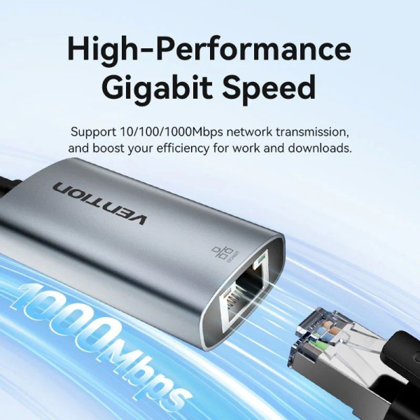 Adaptador USB Tipo-C - RJ45 Vention CFPHB/ 1000Mbps
