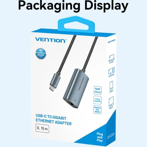 Adaptador USB Tipo-C - RJ45 Vention CFPHB/ 1000Mbps