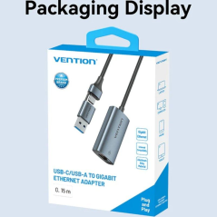 Adaptador USB/USB Tipo-C - RJ45 Vention CFQHB/ 1000Mbps