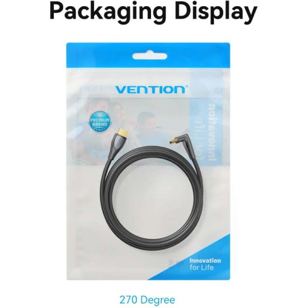 Cable HDMI 2.0 4K Acodado Vention ALQBI/ HDMI Macho - HDMI Macho/ 3m/ Negro