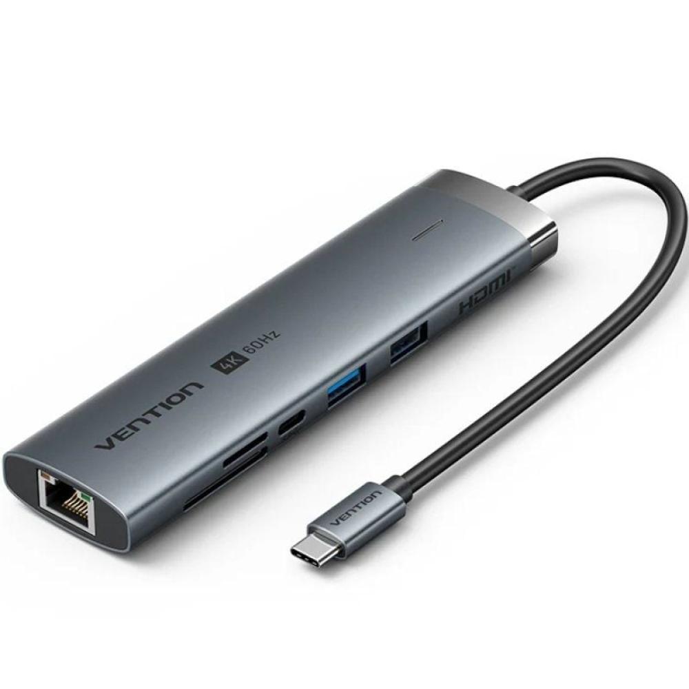 Hub USB Tipo-C 3.2 Vention TGVHB/ 2xUSB/ 1xUSB Tipo-C PD/ 1xUSB Tipo-C/ 1xRJ45/ 1xLector de Tarjetas/ 1xJack 3.5mm/ 1xHDMI/ 15cm Hub USB Tipo-C 3.2 Vention TGVHB/ 2xUSB/ 1xUSB Tipo-C PD/ 1xUSB Tipo-C/ 1xRJ45/ 1xLector de Tarjetas/ 1xJack 3.5mm/ 1xHDMI/ 15cm