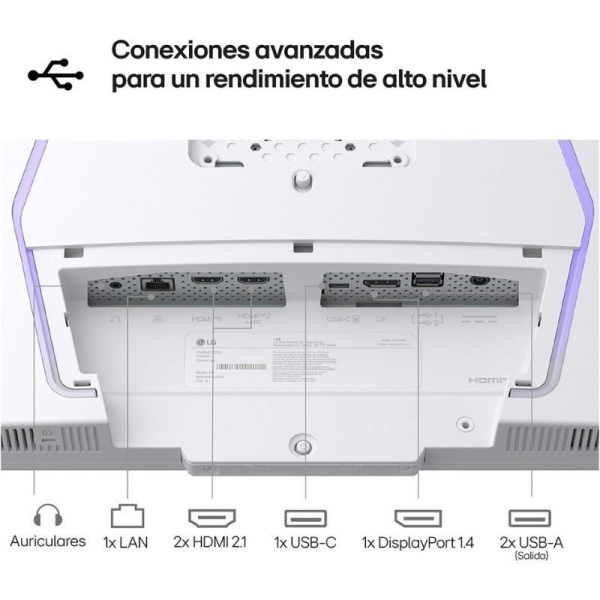 Monitor Gaming LG UltraGear 32G810SA-W 32'/ 4K/ Multimedia/ 1ms/ 144Hz/ IPS/ Regulable en altura/ Blanco