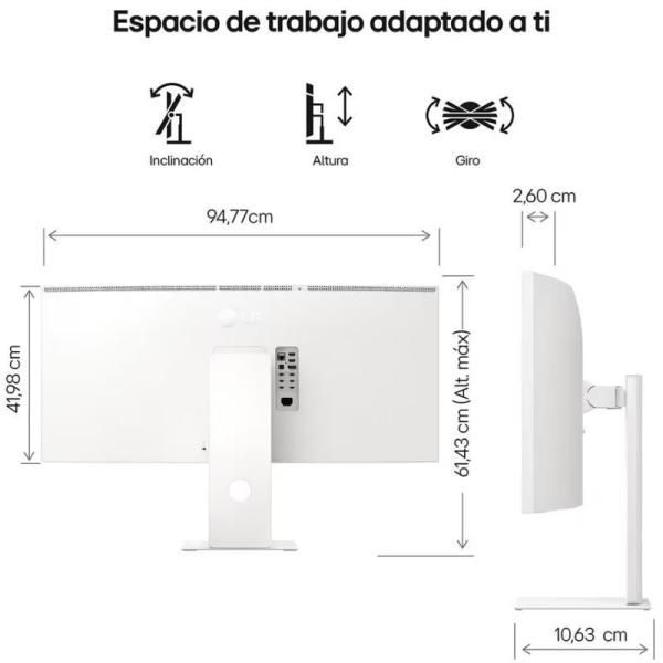 Monitor Gaming Ultraparonámico Curvo LG UltraGear 40U990A-W 40'/ 5K2K/ Multimedia/ 1ms/ 120Hz/ IPS/ Regulable en altura/ Blanco