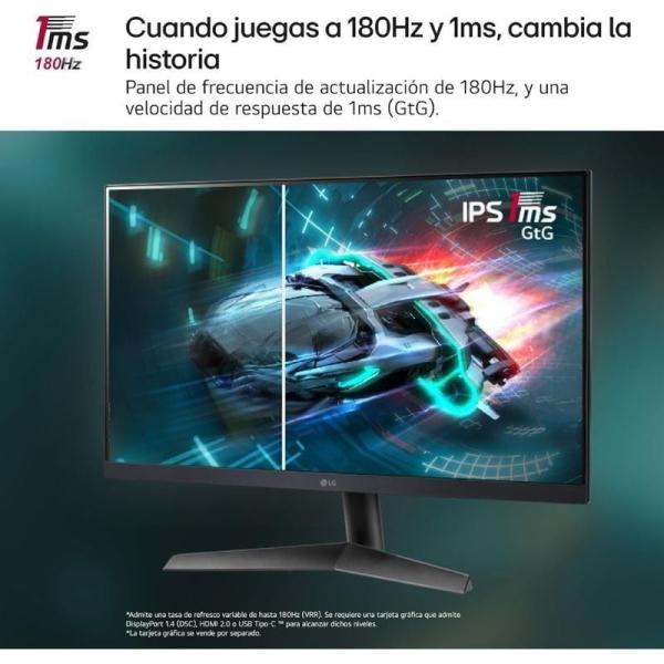Monitor Gaming LG UltraGear 27GS60F-B 27'/ Full HD/ 1ms/ 180Hz/ IPS/ Negro