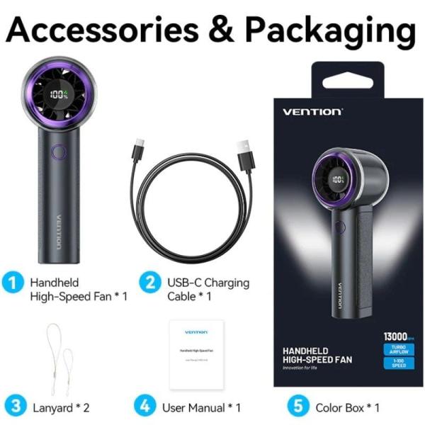 Ventilador de Mano Vention PBAN0/ 4 velocidades