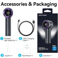 Ventilador de Mano Vention PBAN0/ 4 velocidades
