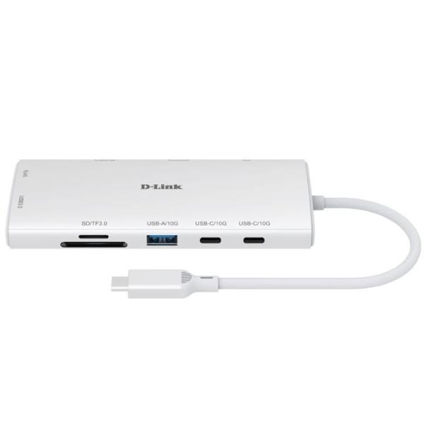 Docking USB Tipo-C D-Link DUP-A01/ 1xUSB/ 2xUSB Tipo-C/ 2xHDMI 4K/ 1xRJ45/ 1xLector de Tarjetas/ 1xUSB Tipo-C PD/ Blanco