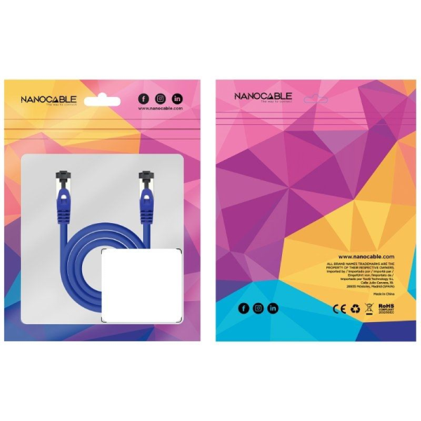 Cable de Red RJ45 SSTP Nanocable 10.20.2000-L25-BL Cat.8.1/ 25cm/ Azul