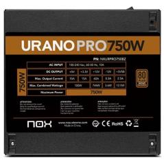 Fuente de Alimentación Nox Hummer Urano Pro/ 750W/ Ventilador 12cm/ 80 Plus Bronze