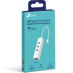 Hub USB Tipo-C 3.0 TP-Link UE330C/ 3xUSB/ 1xRJ45/ Blanco