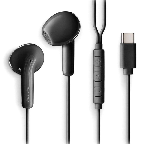 Auriculares Intrauditivos NGS Cross Glide/ con Micrófono/ USB Tipo-C/ Negro