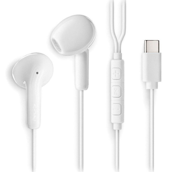 Auriculares Intrauditivos NGS Cross Glide/ con Micrófono/ USB Tipo-C/ Blanco