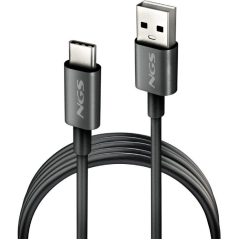 Cable USB 2.0 NGS ZYRO-AC/ USB Macho - USB Tipo-C Macho/ Hasta 15W/ 480Mbps/ 1m/ Negro