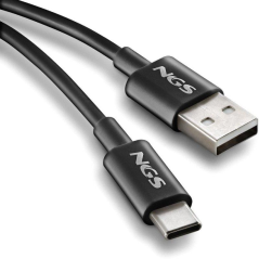 Cable USB 2.0 NGS ZYRO-AC/ USB Macho - USB Tipo-C Macho/ Hasta 15W/ 480Mbps/ 1m/ Negro