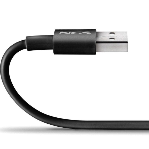 Cable USB 2.0 NGS ZYRO-AC/ USB Macho - USB Tipo-C Macho/ Hasta 15W/ 480Mbps/ 1m/ Negro