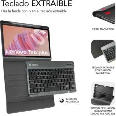 Funda con Teclado Subblim Keytab Pro BT Lenovo Tab 2025 11.5'/ Negra