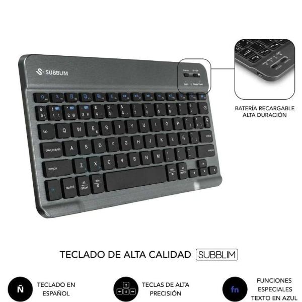 Funda con Teclado Subblim Keytab Pro BT Lenovo Tab 2025 11.5'/ Negra