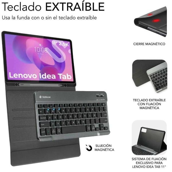 Funda con Teclado Subblim Keytab Pro BT Lenovo Idea Tab 11' 2025/ Negra