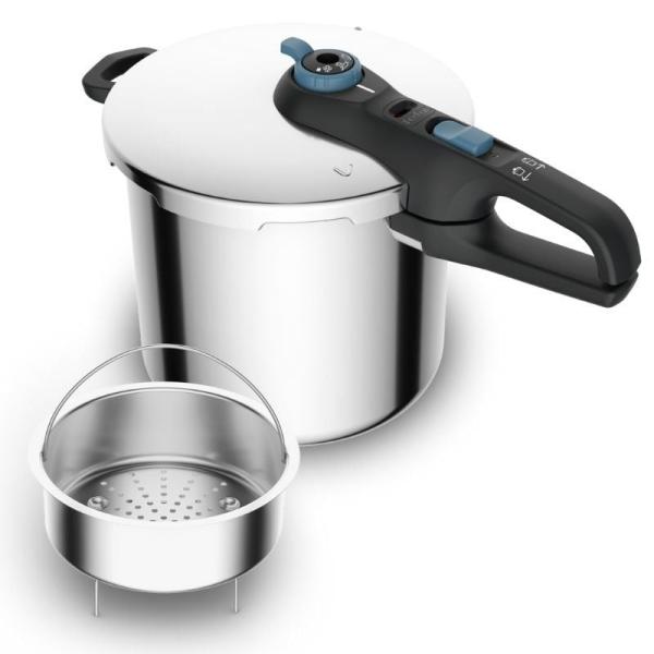 Olla a Presión Tefal Secure Trendy P2584401/ Ø25cm/ 8L/ Acero Inoxidable/ Apta para Inducción