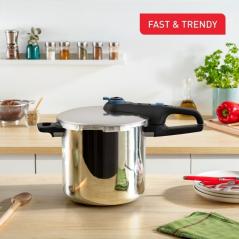 Olla a Presión Tefal Secure Trendy P2584401/ Ø25cm/ 8L/ Acero Inoxidable/ Apta para Inducción