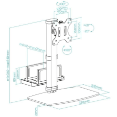 Soporte de Sobremesa para Monitor TooQ DB1128TN-B/ Ajustable/ Giratorio/ Inclinable/ hasta 6kg