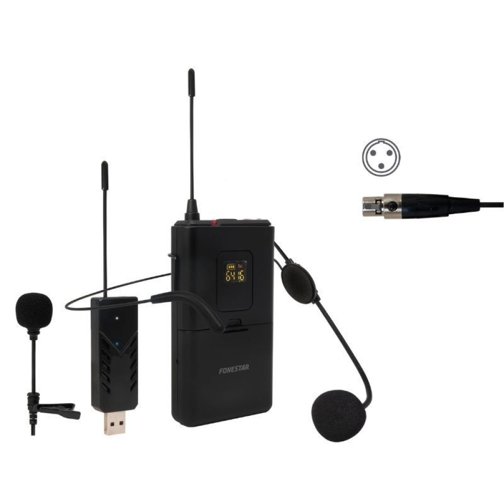 Micrófono de cabeza y solapa UHF Fonestar WI-MIC Micrófono de cabeza y solapa UHF Fonestar WI-MIC