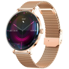 Forever Smartwatch Lucca SB-370/ Notificaciones/ Frecuencia Cardiaca/ Oro Rosa/ Incluye Correa Leopardo