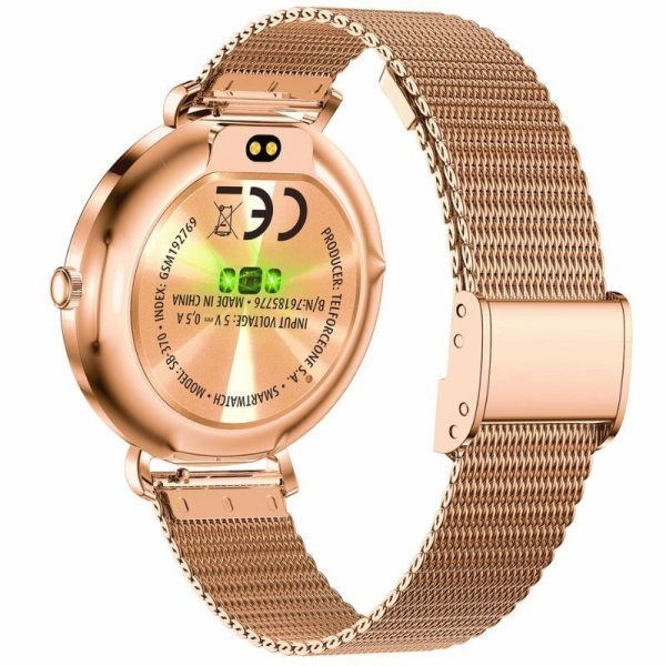 Forever Smartwatch Lucca SB-370/ Notificaciones/ Frecuencia Cardiaca/ Oro Rosa/ Incluye Correa Moteada